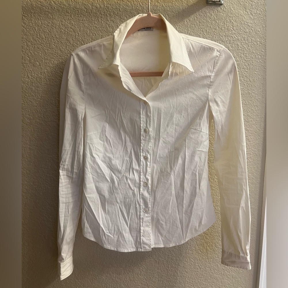 Miu Miu Long Sleeve White Button Down Shirt